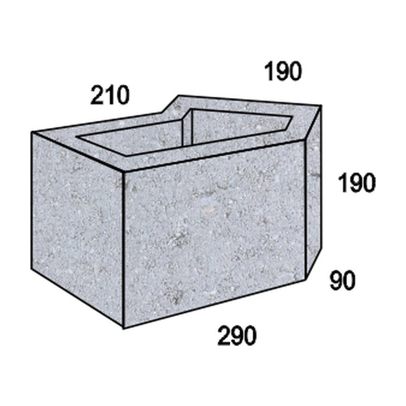 200mm 45 Degree Squint Grey Block (20.739)